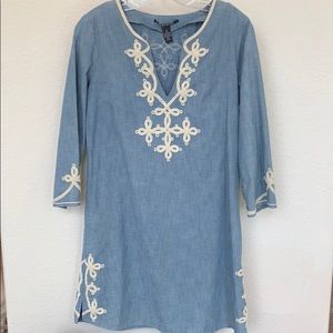 Lucky Brand embroidered chambray dress